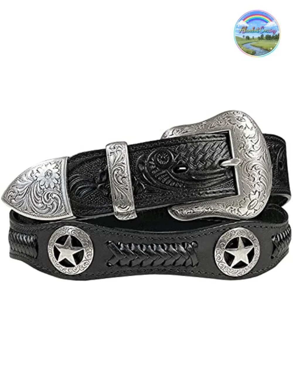 Western Floral Engraved Belts Full Grain Leather 1.5 inch Men's